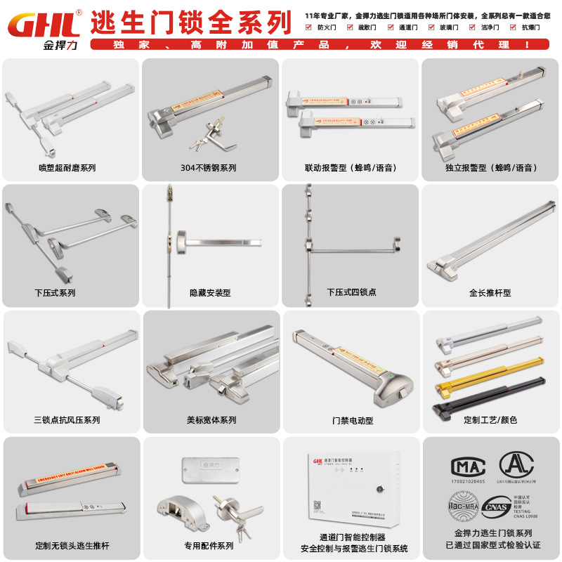 消防推桿電鎖口 逃生鎖專用電控鎖 金捍力
