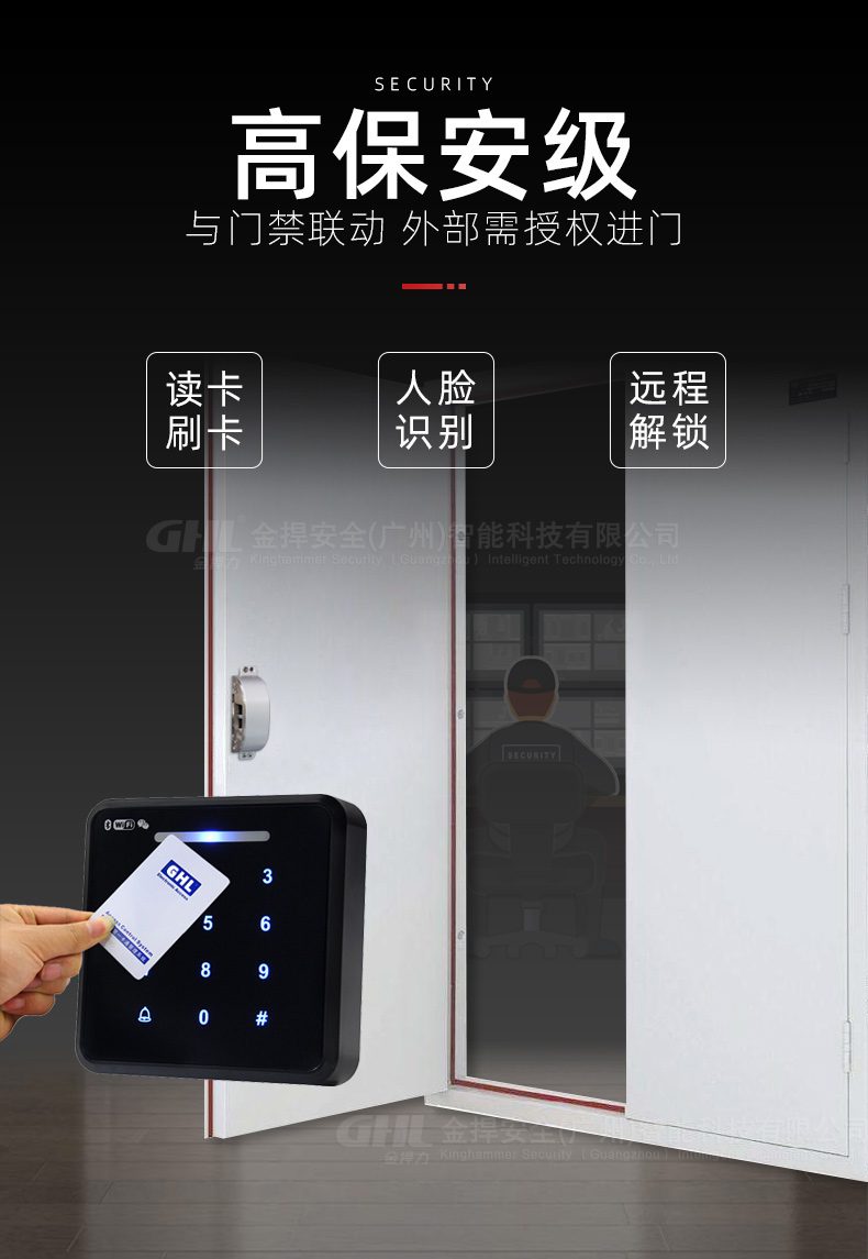 高保安級：與門禁聯(lián)動，外部需授權(quán)進門。