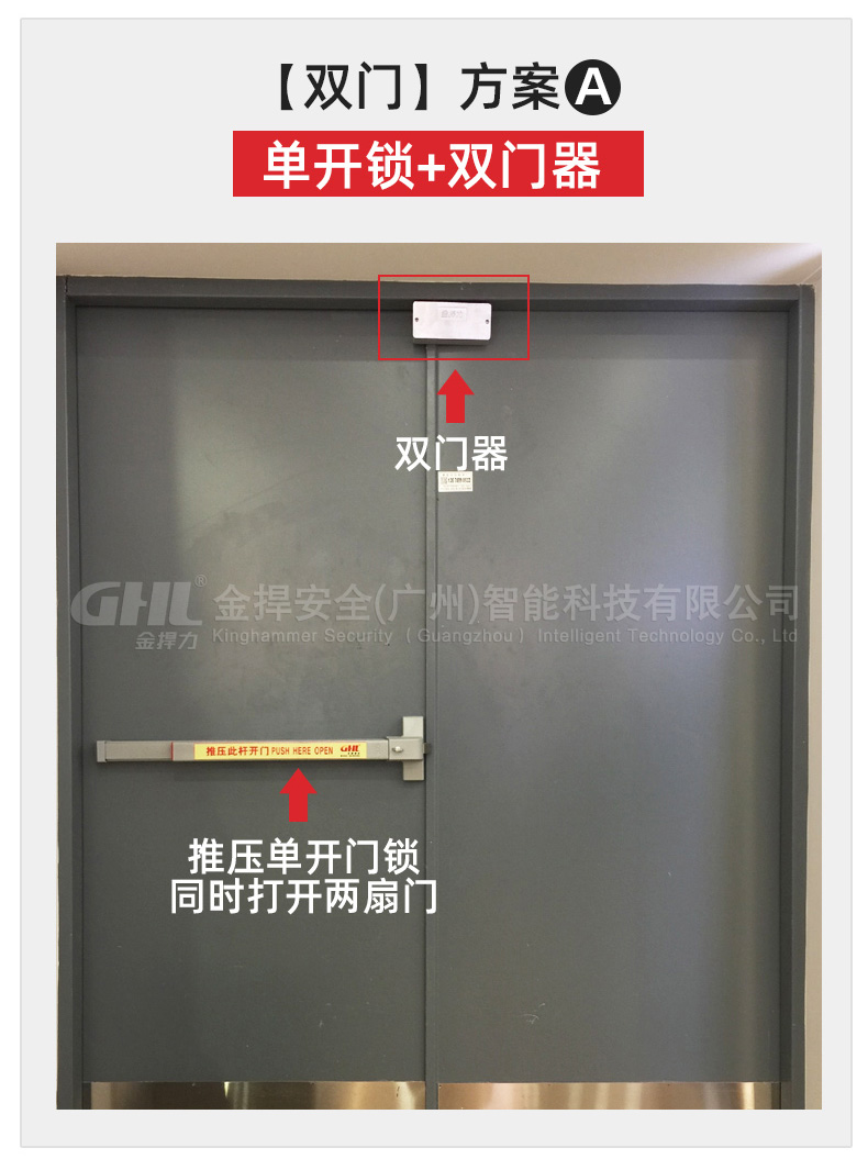 雙門方案：單開推桿鎖加雙門器安裝