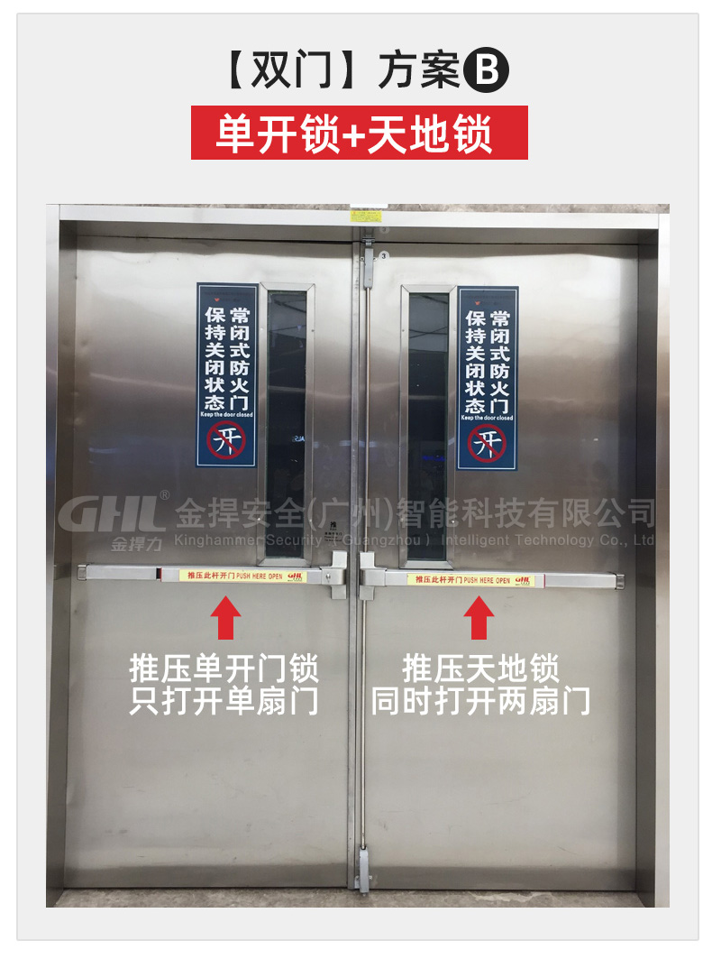 雙門方案：單開推桿鎖加天地鎖