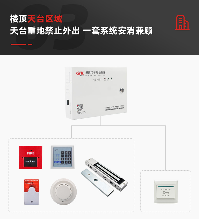 天臺區(qū)域安裝防火門門禁安消一體系統(tǒng)
