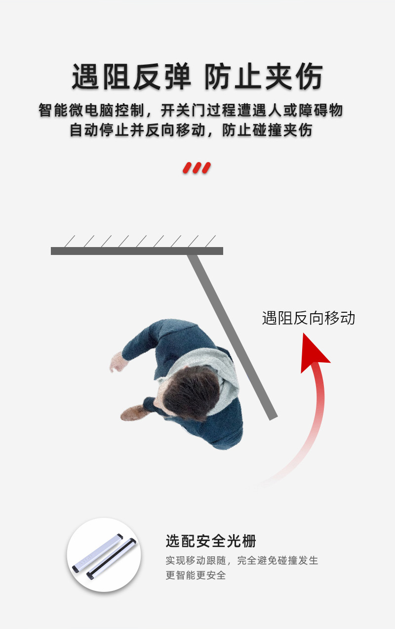 遇阻反彈，防止夾傷